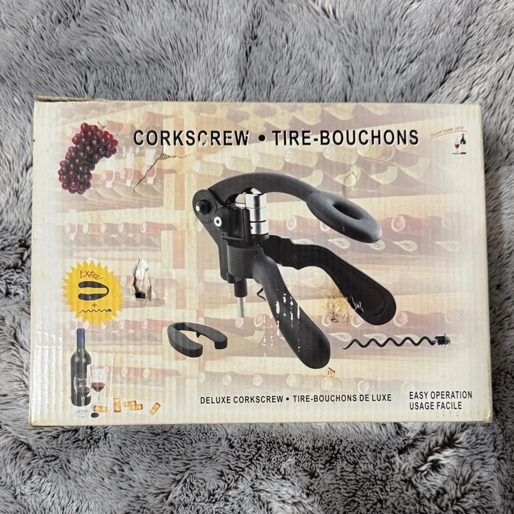 Deluxe Lever‎ Corkscrew Set Easy Operation Extra Spiral And Foil Cutter Wine